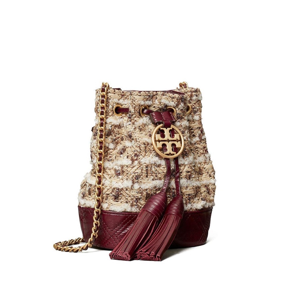 Tory Burch Fleming Soft Tweed Mini Bucket Bag